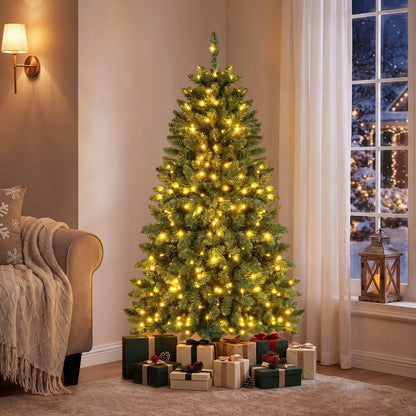 Arbre de Noël artificiel mural mi-plat pré-éclairé 152 cm