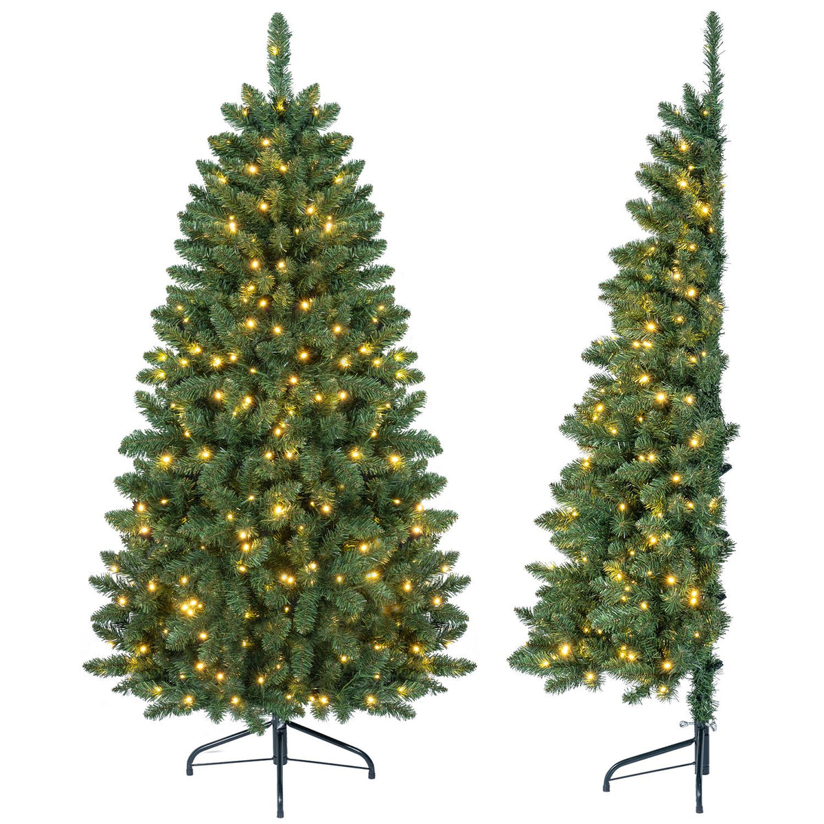 Arbre de Noël artificiel mural mi-plat pré-éclairé 152 cm