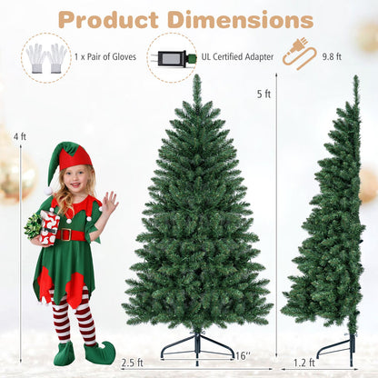 Arbre de Noël artificiel mural mi-plat pré-éclairé 152 cm