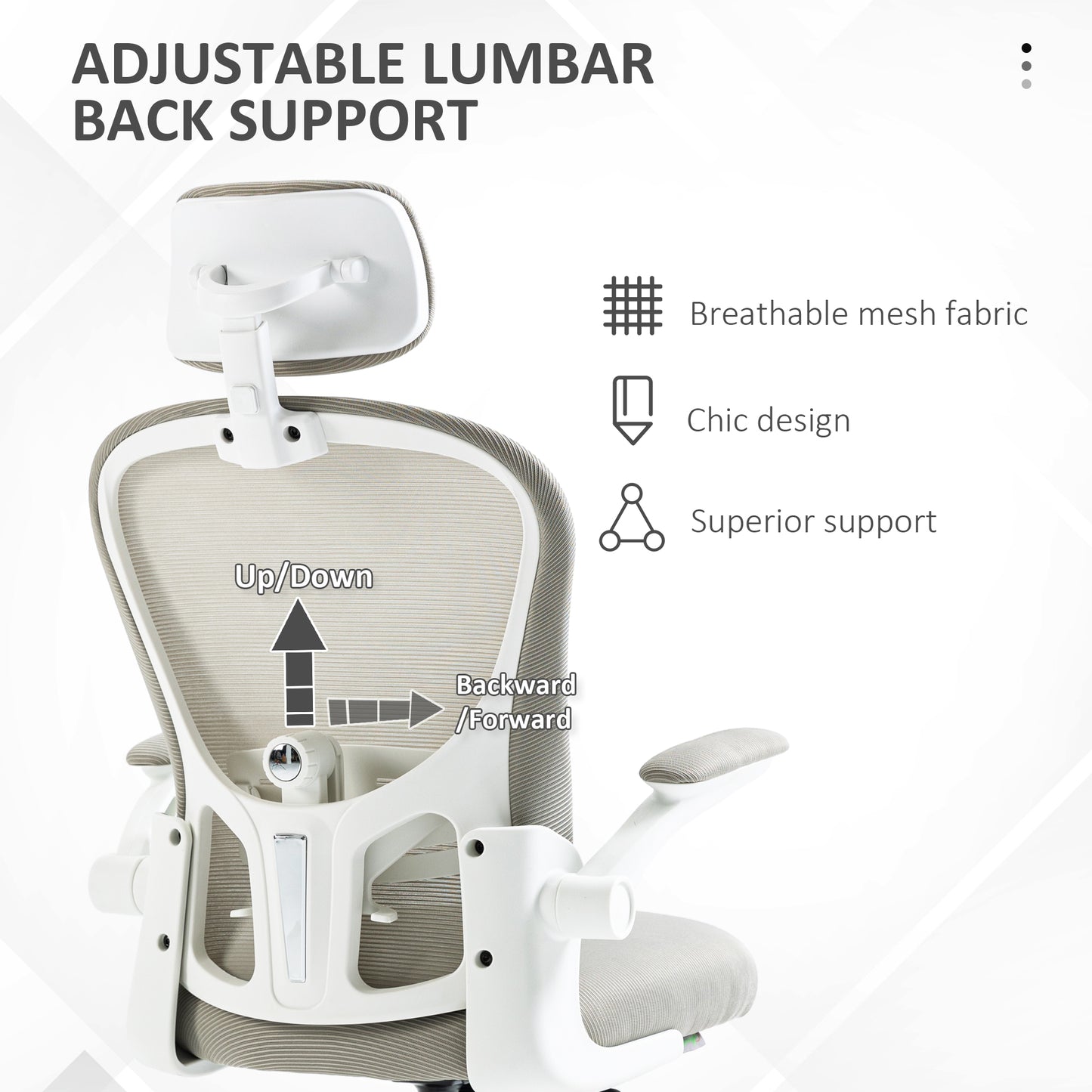Chaise de bureau ergonomique avec support lombaire 4D