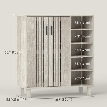 Meuble à chaussures 17 paires portes et tablettes ouvertes