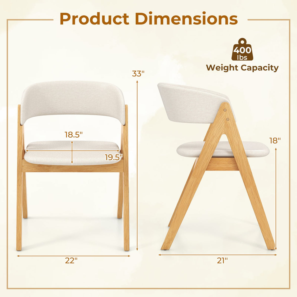 Chaises de salle à manger rembourrées — Lot de 2