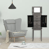 Armoire à bijoux sur pied avec miroir et pattes en bois
