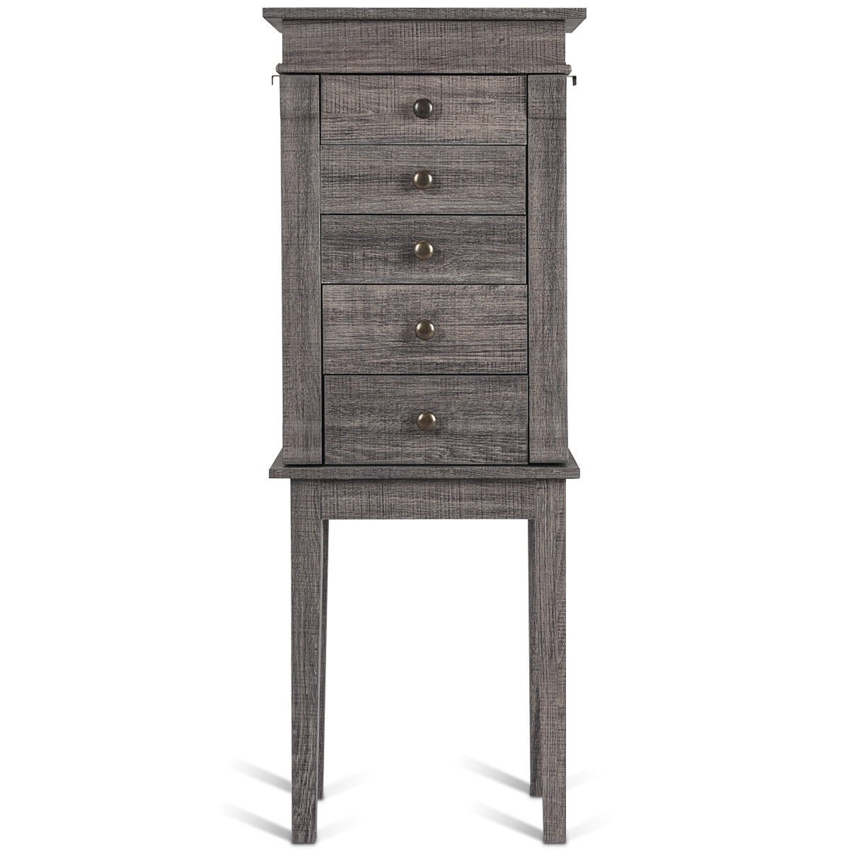 Armoire à bijoux sur pied avec miroir et pattes en bois