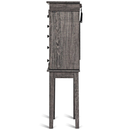 Armoire à bijoux sur pied avec miroir et pattes en bois