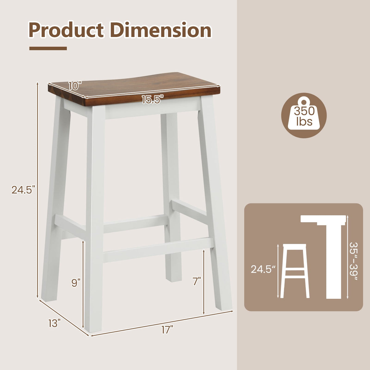 Tabouret de bar selle 62 cm — Lot de 2