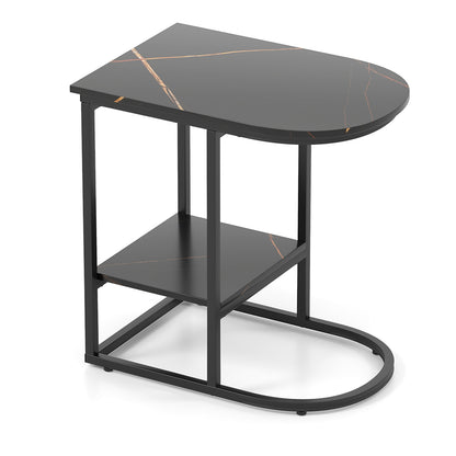 Table d'appoint en forme de C faux marbre