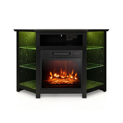 Meuble TV d'angle de 127 cm avec foyer électrique et DEL