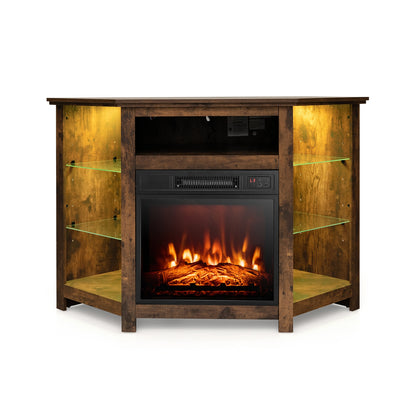 Meuble TV d'angle de 127 cm avec foyer électrique et DEL