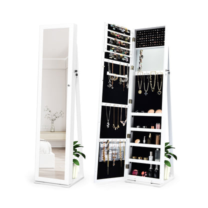Armoire à bijoux verrouillable sur pied avec miroir pleine longueur