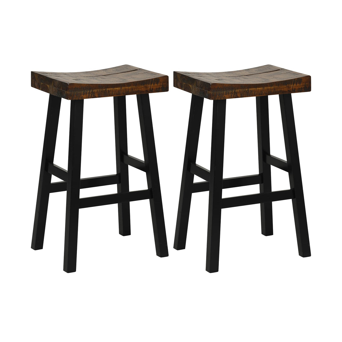 Tabouret de bar en bois massif 74 cm — Lot de 2