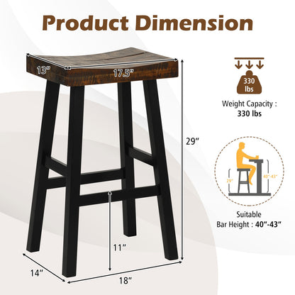 Tabouret de bar en bois massif 74 cm — Lot de 2