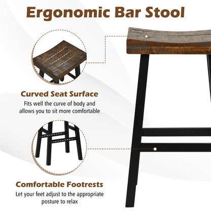 Tabouret de bar en bois massif 74 cm — Lot de 2