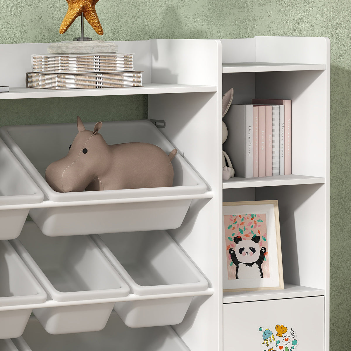 Organisateur de jouets avec 8 bacs amovibles — Blanc