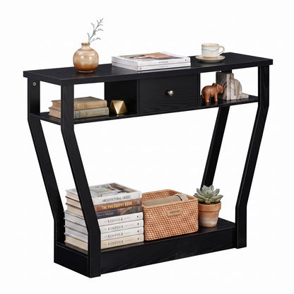 Table console moderne avec tiroir et tablettes