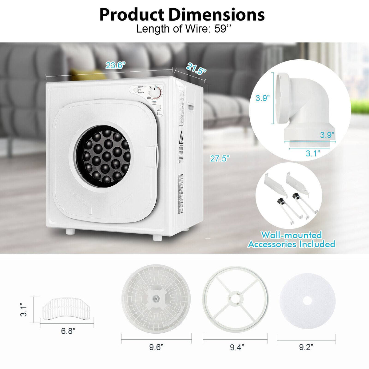 Sécheuse à linge compacte tactile 6 kg