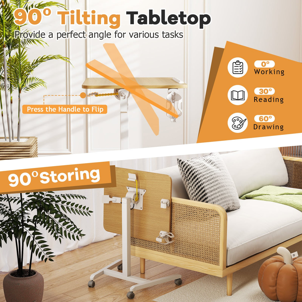 Bureau debout mobile pliant et inclinable