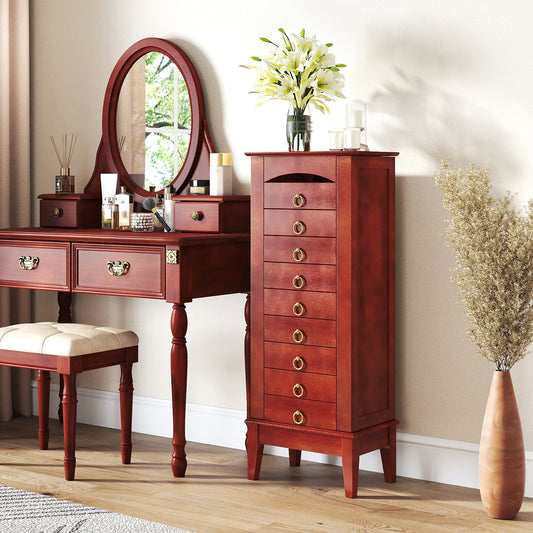 Armoire à bijoux avec miroir et 9 tiroirs