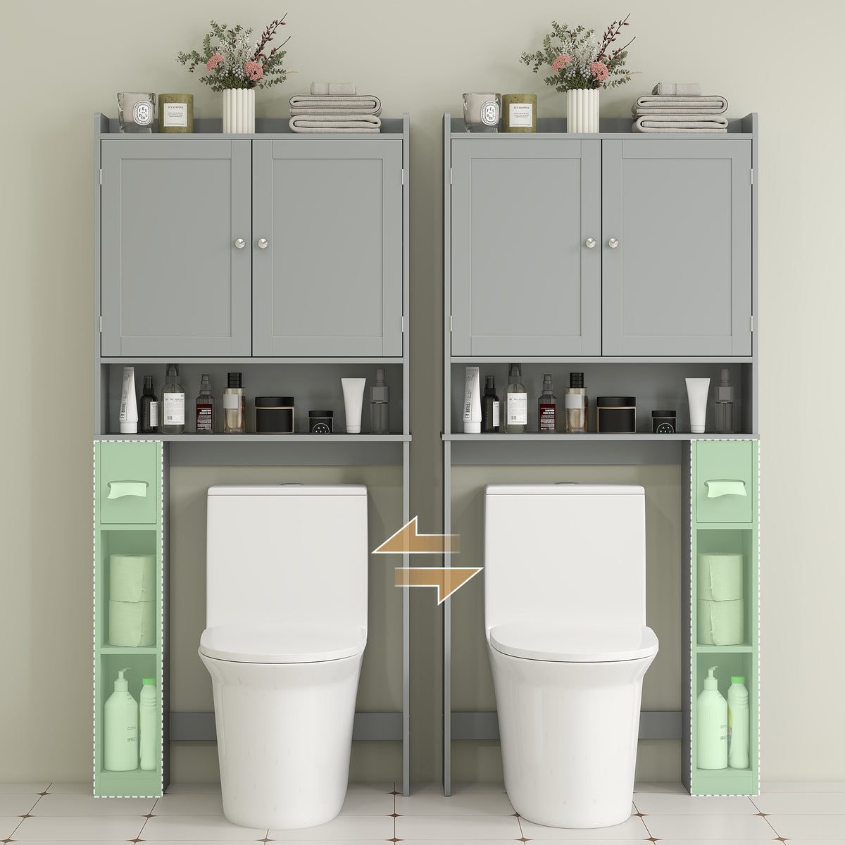 Meuble de rangement au-dessus des toilettes moderne