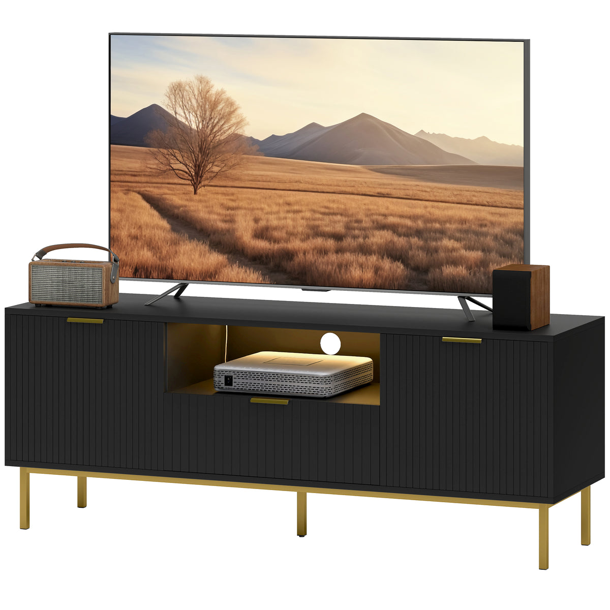 Meuble TV moderne avec éclairage DEL RVB et rangement