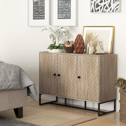 Buffet moderne en bois avec portes chevron