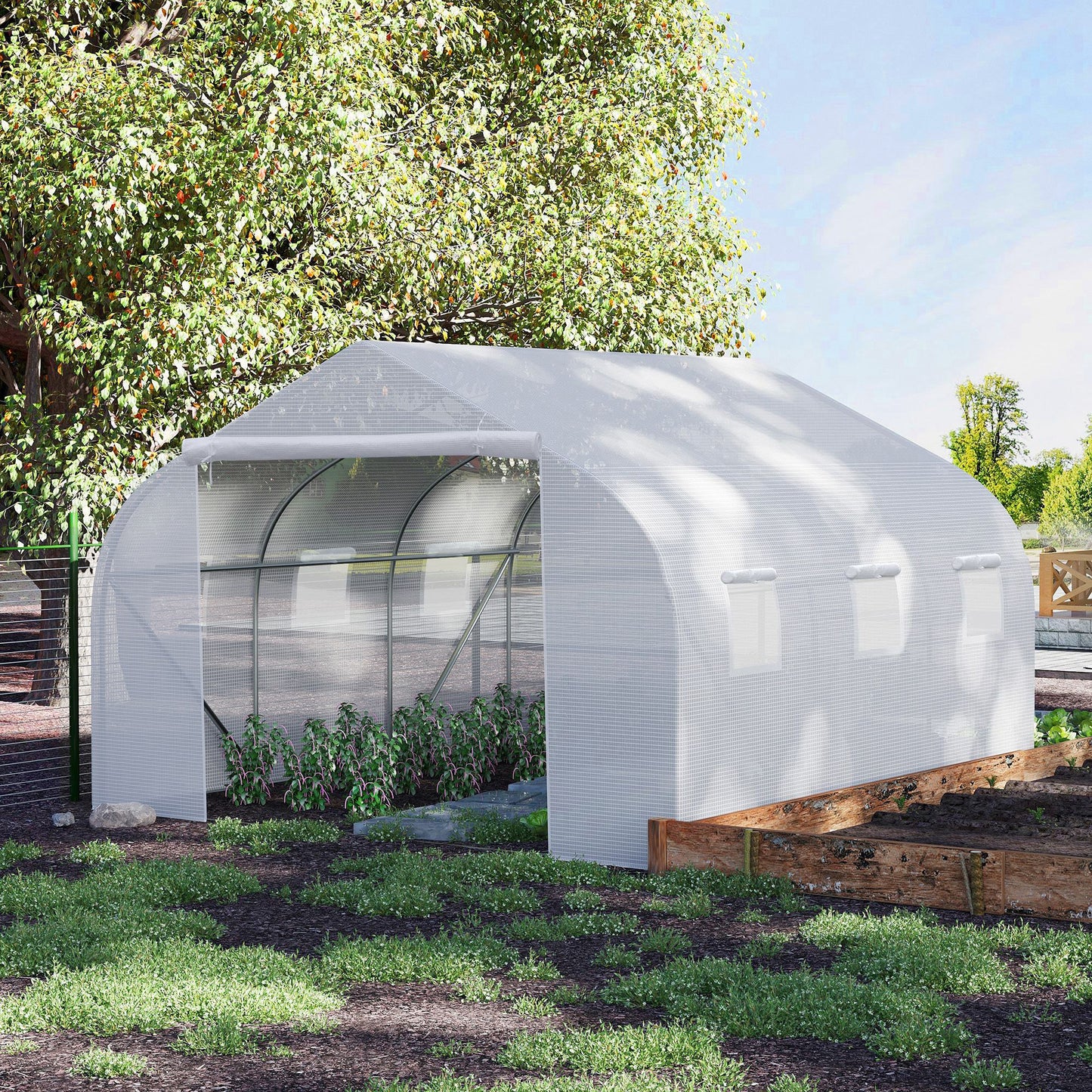 Serre tunnel portable 3,5x3x2m structure acier galvanisé