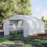 3.5x3x2m Portable Tunnel Greenhouse - White Galvanized Frame