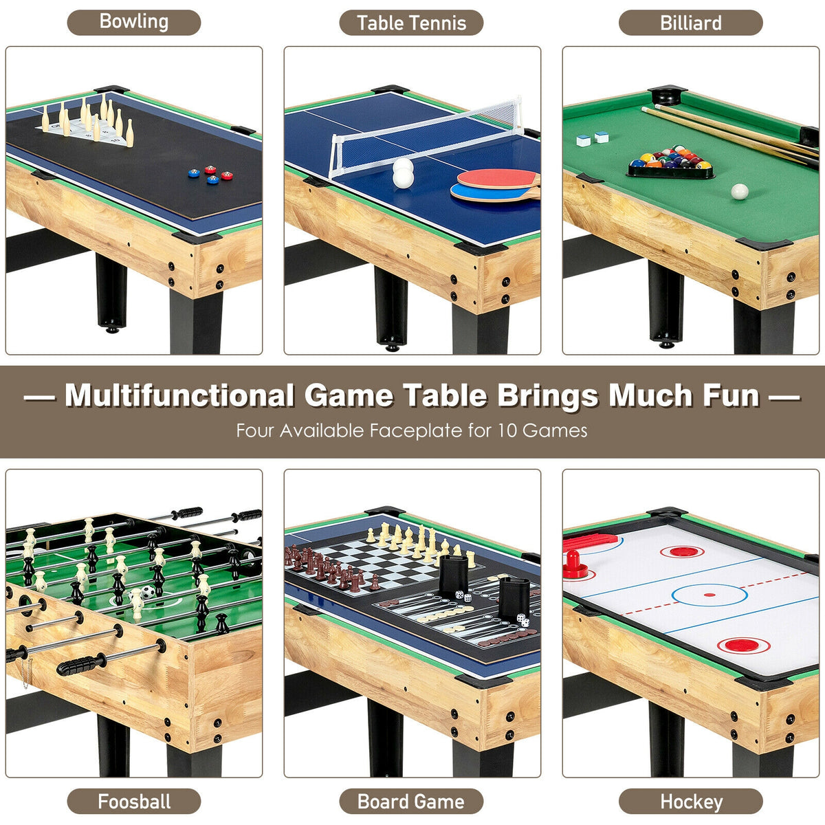 Table multi-jeux 10-en-1