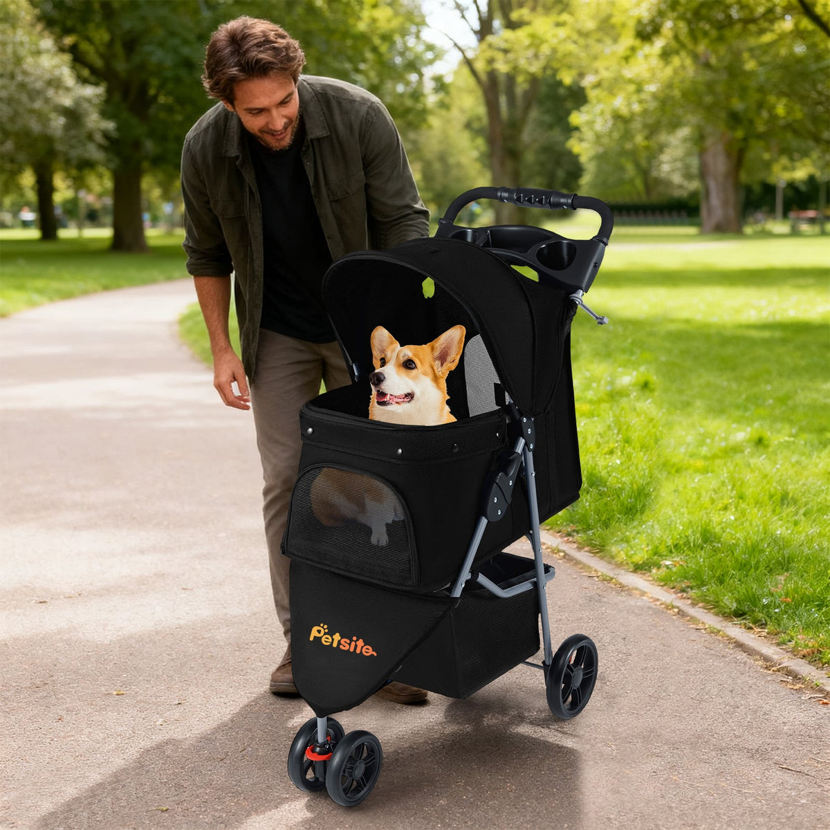 Poussette pour animaux pliable légère avec capote réglable
