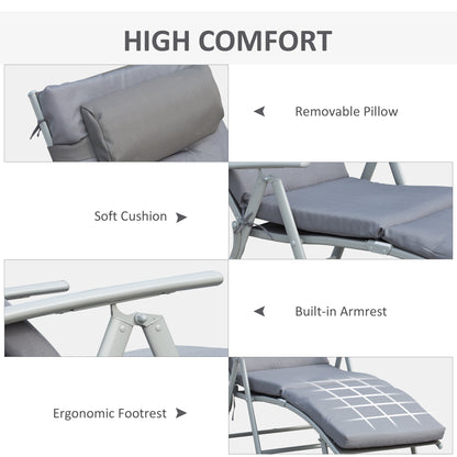 Chaise longue pliante extérieure à 7 positions avec coussin