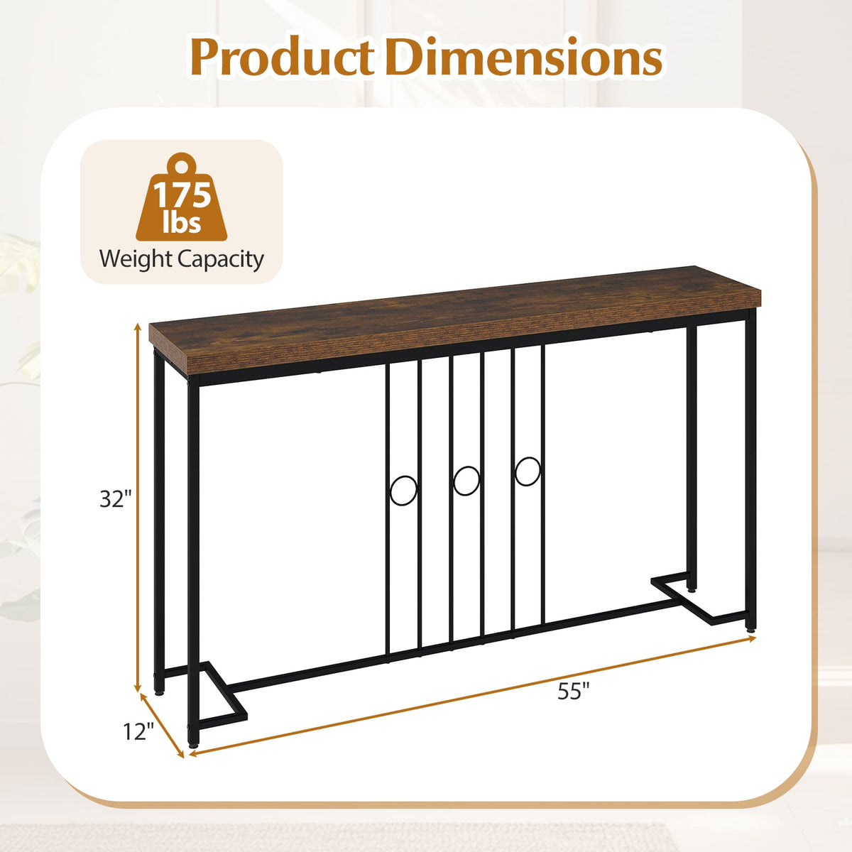 Table console industrielle 140 cm à base en H