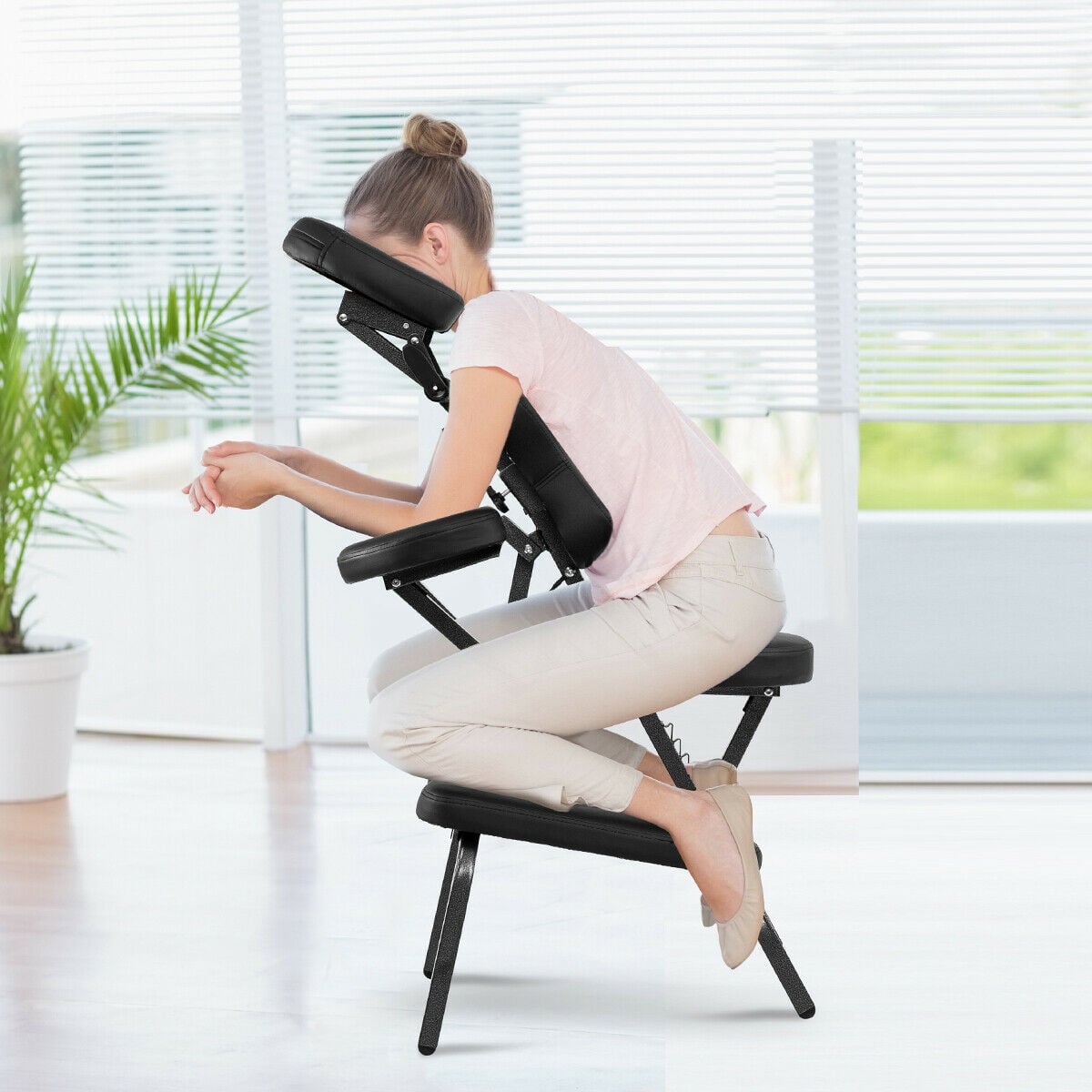Chaise de massage portable pliable en similicuir