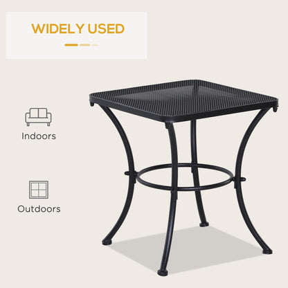 Table d'appoint de patio carrée en métal avec plateau en treillis