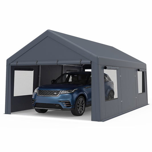 Abri d'auto portable 305 x 610 cm avec 2 portes