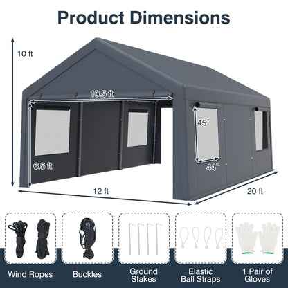 Abri d'auto portable 305 x 610 cm avec 2 portes