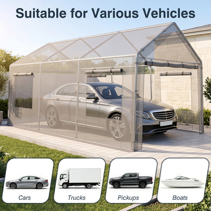 Abri d'auto portable 305 x 610 cm avec 2 portes