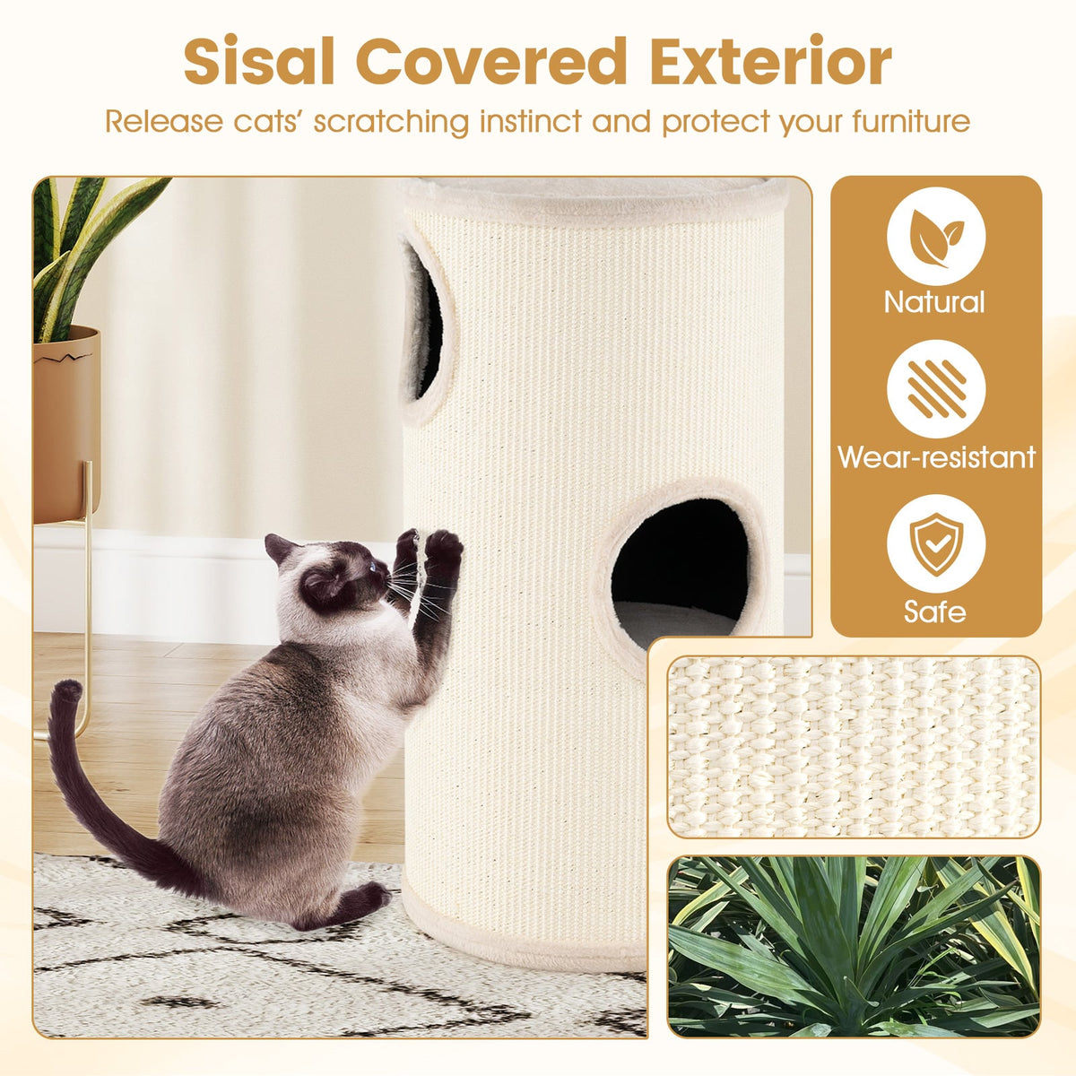 Arbre à chat multiétage avec griffoir en sisal