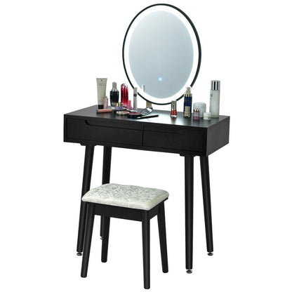 Coiffeuse avec miroir à écran tactile DEL et tabouret