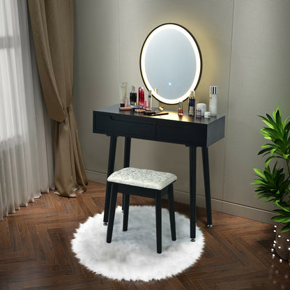 Coiffeuse avec miroir à écran tactile DEL et tabouret