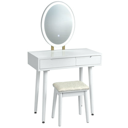 Coiffeuse avec miroir à écran tactile DEL et tabouret