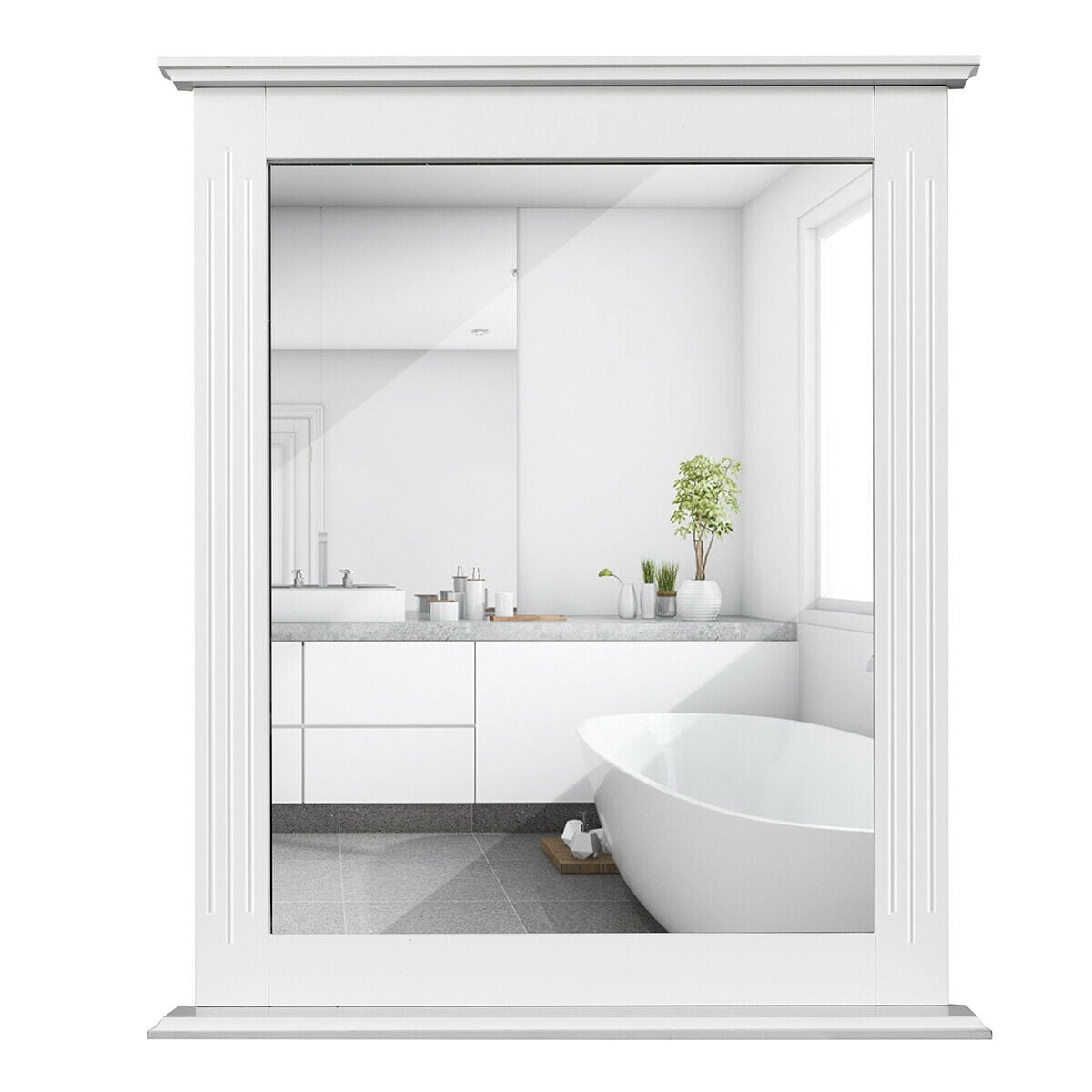 Miroir de vanité mural polyvalent avec tablettes