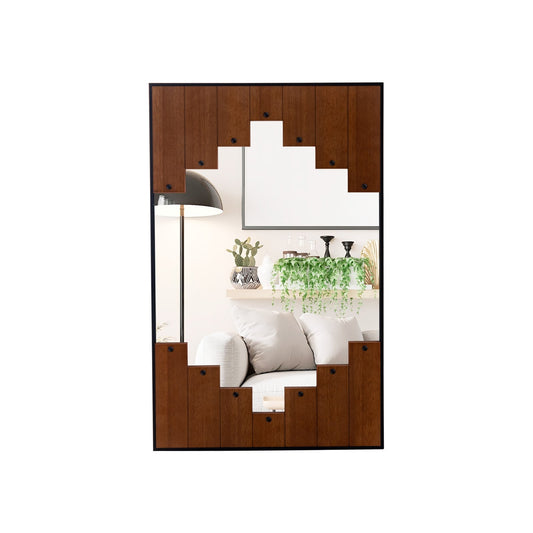 Miroir mural rectangulaire style fermette 95 x 67 cm