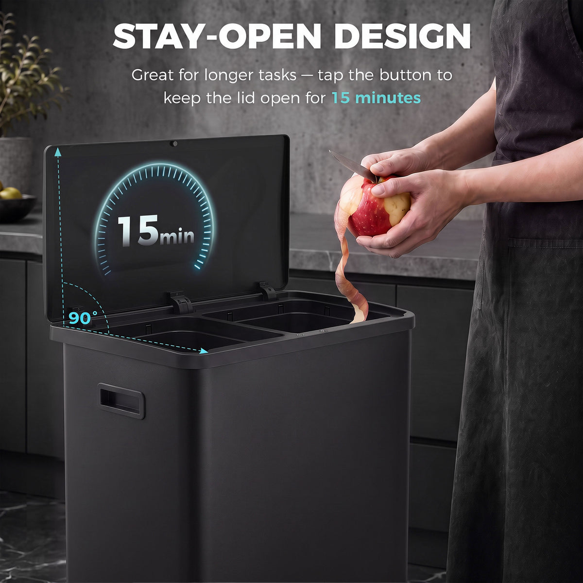 Poubelle automatique intelligente à double compartiment 60 L
