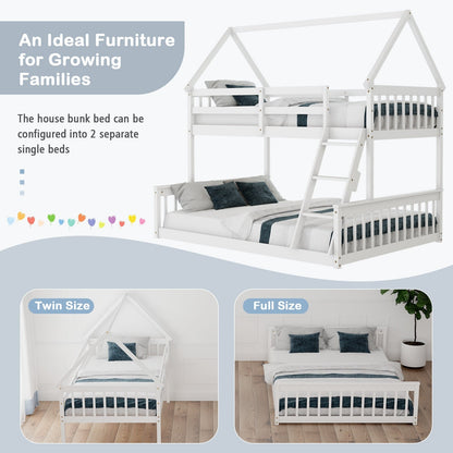 Lit superposé cabane double et simple en bois — Lot de 2