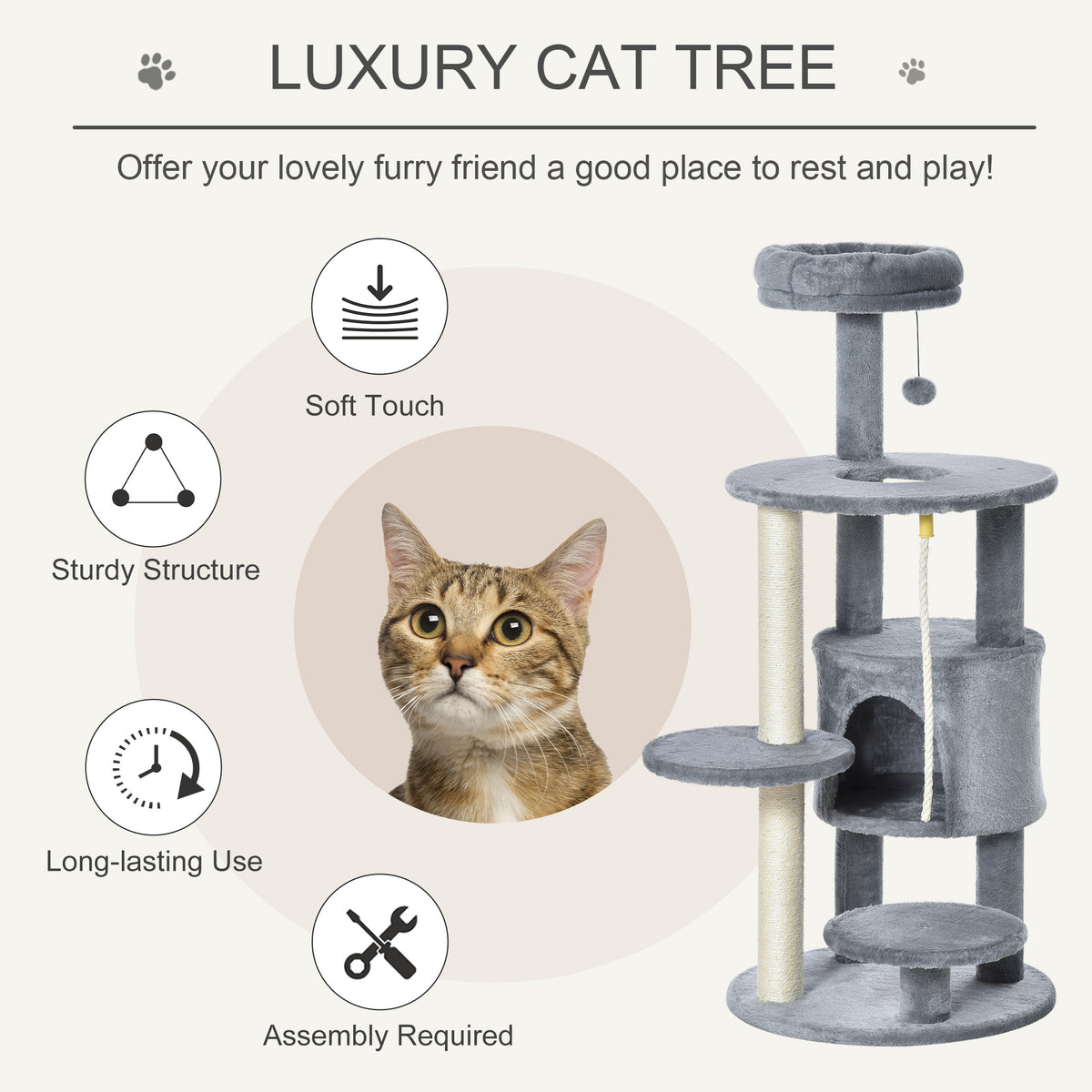 Arbre à chat multiétage avec condo et griffoirs