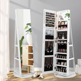 Armoire à bijoux pivotante 360° avec miroir et DEL 3 couleurs
