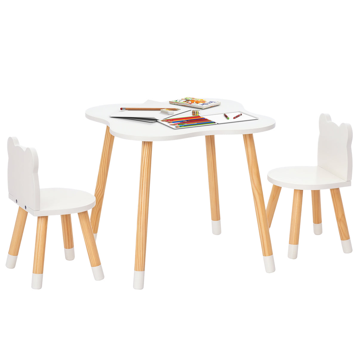 Ensemble table et chaises pour enfants motif d'ours — Lot de 3