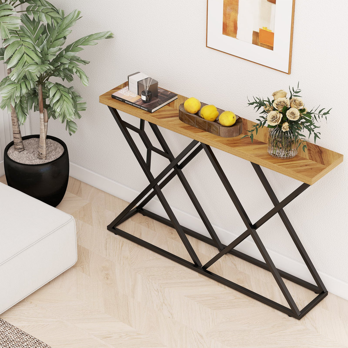 Table console 140 cm cadre en métal robuste