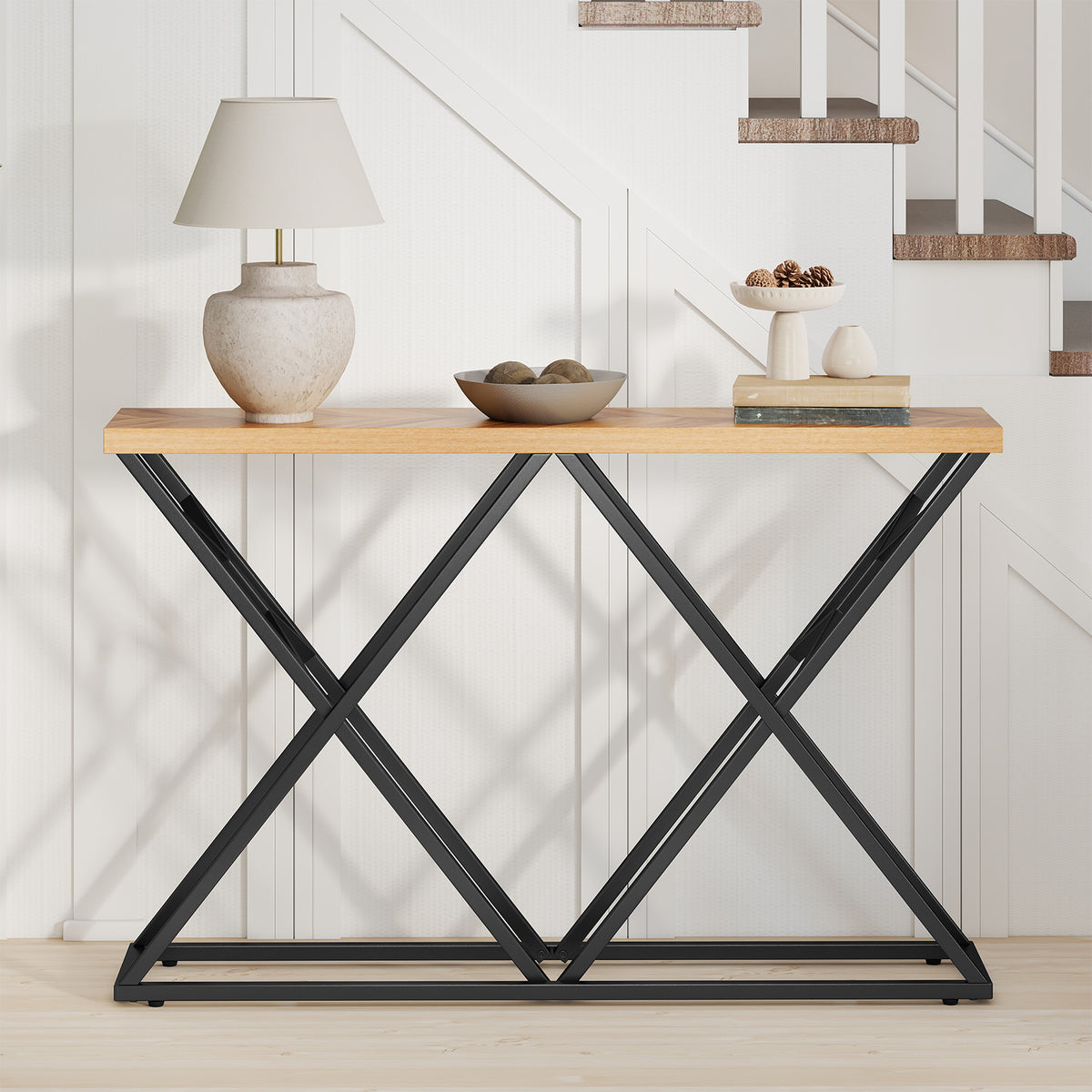 Table console 140 cm cadre en métal robuste