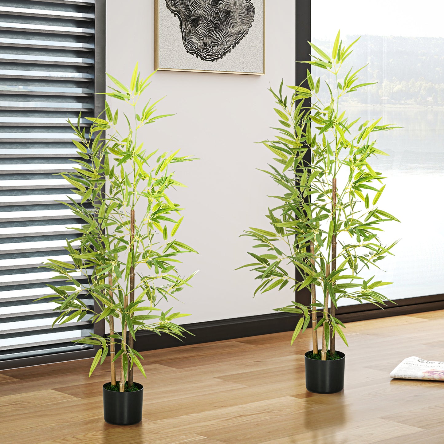 Arbres bambou artificiels en pot 183 cm — lot de 2
